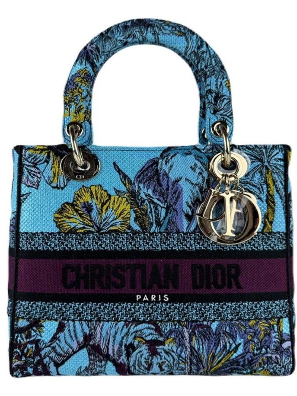 Christian Dior Lafy D-Lite Handbag Shoulder Bag Blue Canvas
